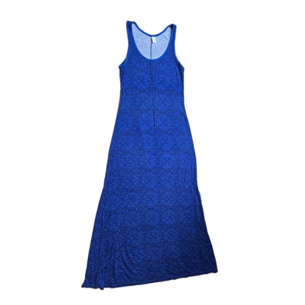 OLD NAVY Navy Tank Maxi Dress Blue Print Stretch Scoop Neck Sleeveless Size S P